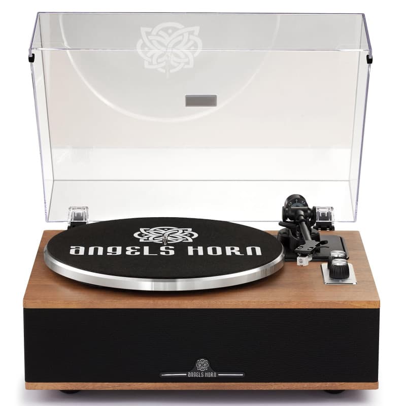 ANGELS HORN Platine Vinyle Tourne Disque Vinyle Bluetooth HiFi avec Haut-parleurs Préamplificateur Phono intégré 33/45 TR/Min et