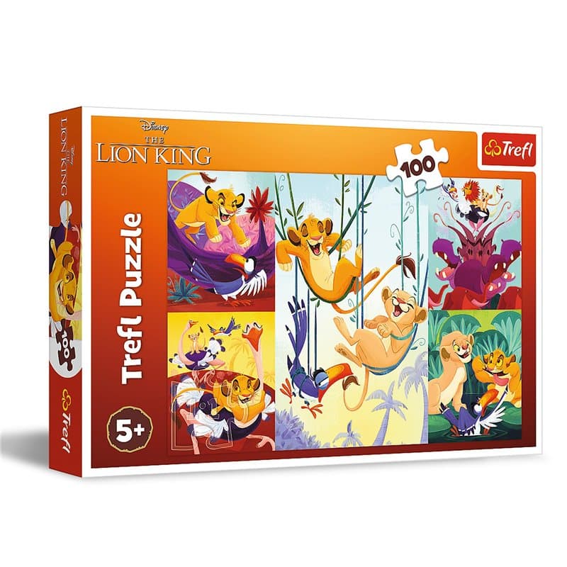 Trefl - The Lion KingBrave Roi Lion - Puzzle 100 Pièces - Puzzle coloré avec des Personnages de Dessin Animé, Divertissement Cré