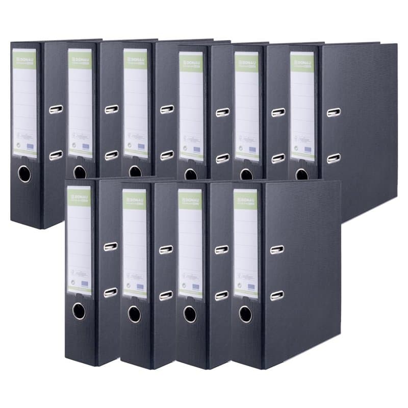 DONAU PREMIUM MAXI FSC Classeur de Bureau / A4/ 80mm - 8 cm/Noir / 10 pièces/Lot de 10 Classeurs à Levier/Classeurs avec certifi