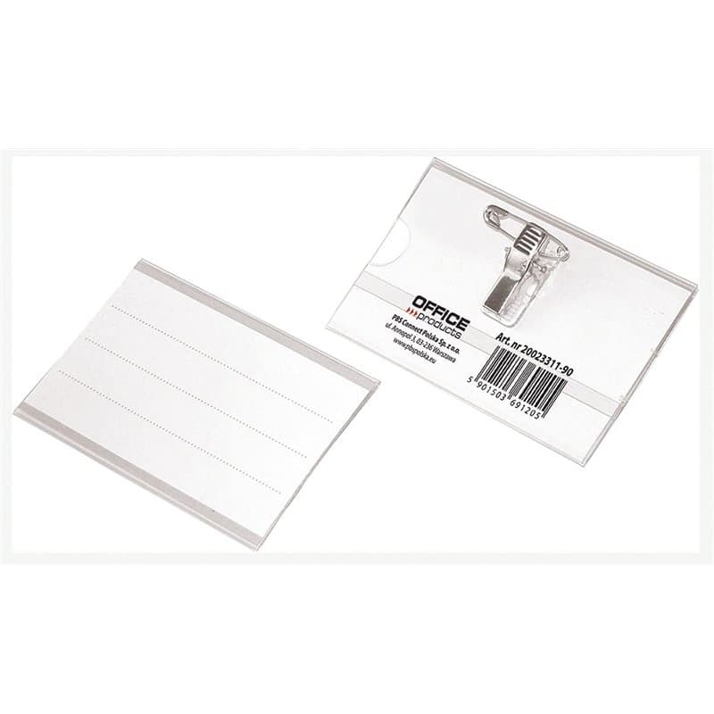 OFFICER PRODUCTS 20023311-90 Lot de 50 badges nominatifs en plastique 90 x 57 mm avec étiquette à insérer et porte-badge avec pi
