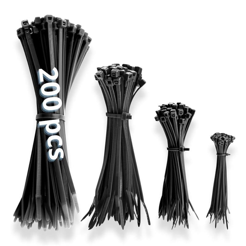 IDEA HOME 200 Pièces Serre Cable Plastique 100/150/200/300mm - Set de Collier de Serrage Résistant aux UV, Résistant à la Chaleu