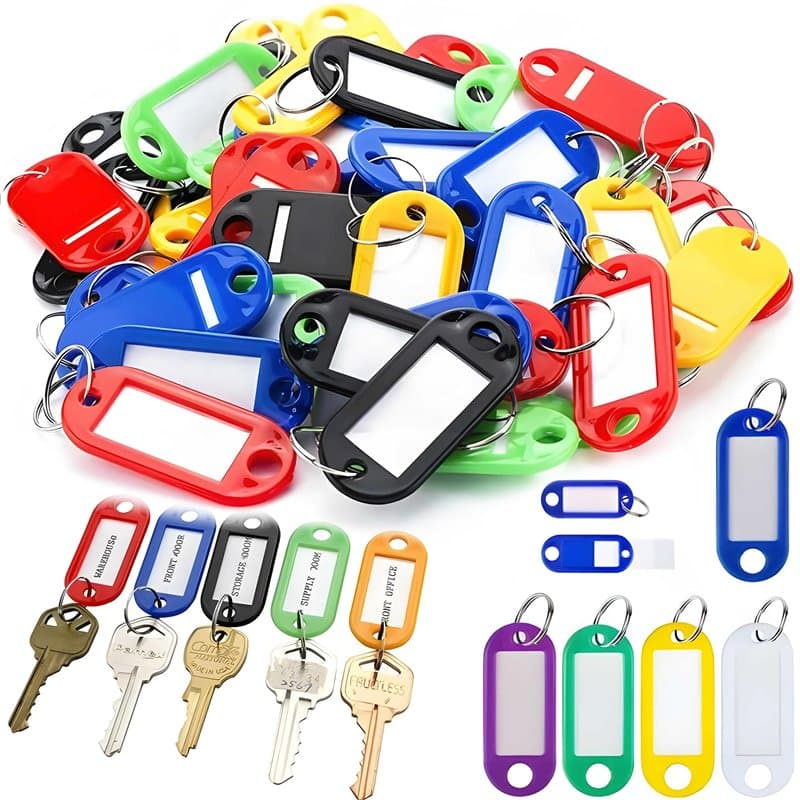Retoo 100 Pièces De Porte-clés En Plastique, Utilisation Universelle, Praticité, Porte-clés Avec Anneau, Notes Pour La Descripti
