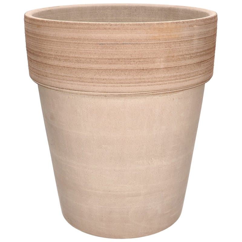 KOTARBAU® Pot de fleurs en argile, diamètre : 31 cm, en céramique, terre cuite, bord strié, résistant au gel, café