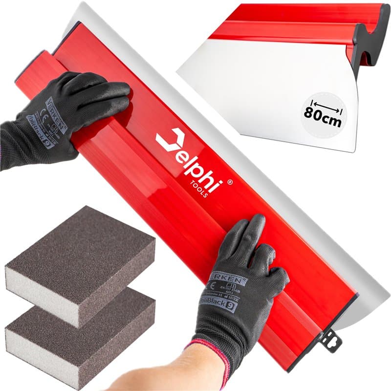 DELPHI Spatule de surface 80 cm/800 mm Lame interchangeable en acier inoxydable 0,3 mm Outil de spatule pour grand espace de tra