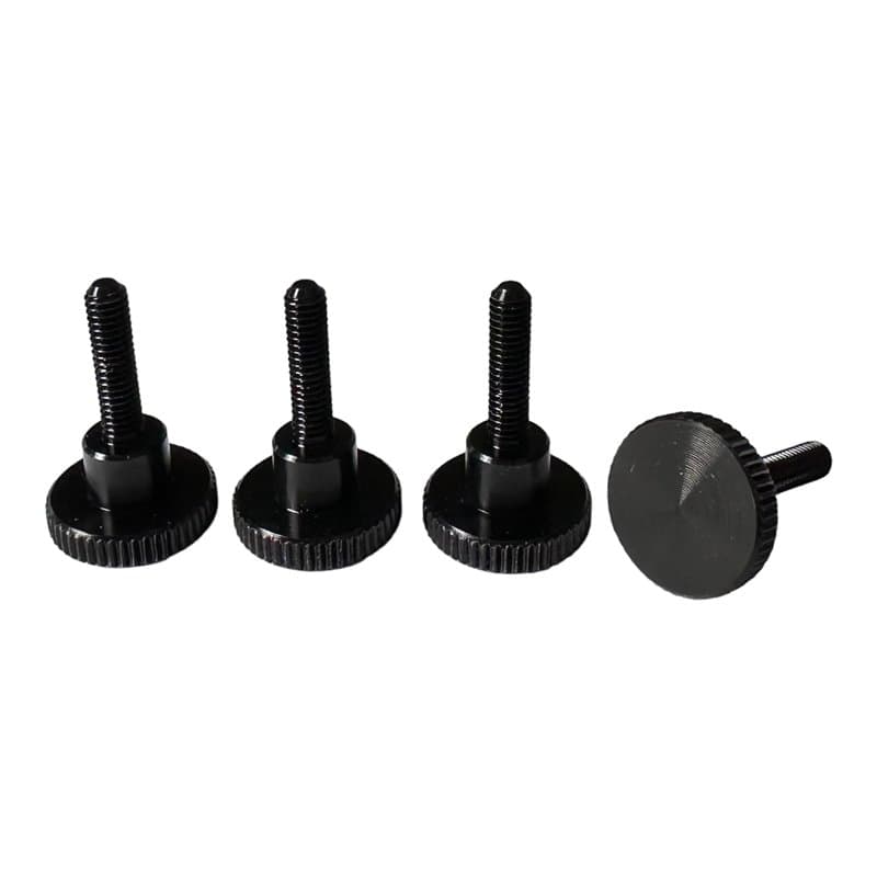 PrecisionGeek Vis moletées M4 x 16 mm, aluminium anodisé noir, 16 mm de diamètre, avec épaule, vis moletées droites DIN 464 M4 x