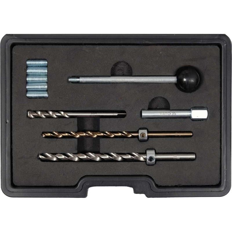 Yato Kit de réparation de Filetage d'injecteur Professionnel, 10 pièces, Acier HSS Massif, M6 M8, Moteurs CDI, Coupe-Robinet, vi