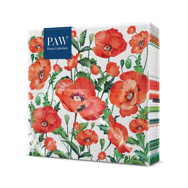 PAW - Serviette Papier 3 Plis (33 x 33 cm) I Lot de 20 I Serviette de Table Papier Idéal pour les Anniversaires, les Fêtes Patro