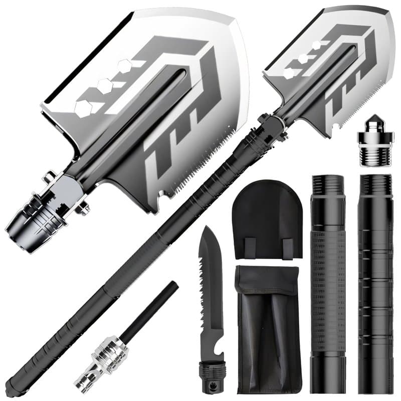 Retoo Pelle pliante multifonctionnelle équipement de survie pour camping, jardin, randonnée, alpinisme, pelle à neige, bord de s