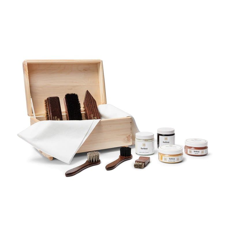 Lettro Box Kit d'entretien du cuir complet, ensemble d'entretien des chaussures pour bottes et chaussures en cuir, ensemble de b