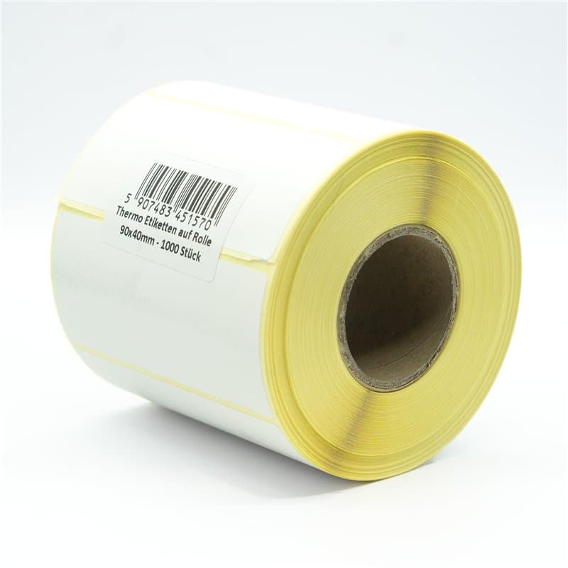 product image MD Labels Lot de 1000 étiquettes thermiques blanches en rouleau 90 x 40 mm – Adhésif permanent, pour codes-barres,