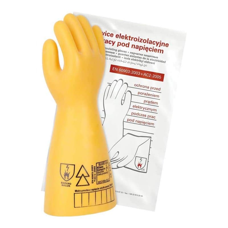 Secura RELSEC-2-5 Y 9 Lot de 10 gants électro-isolants ELSEC 2,5 kV Classe 00 Jaune 9 Taille 9