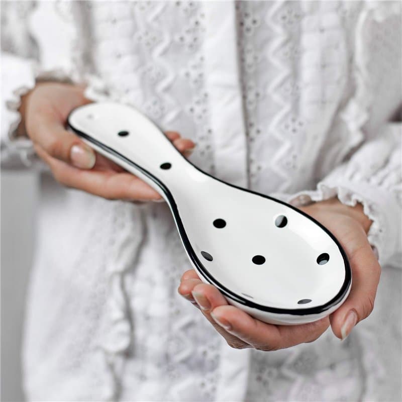 City to Cottage Repose-cuillère pour dessus de cuisinière, grand support de cuillère en céramique pour comptoir de cuisine, repo