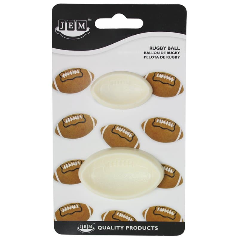 JEM 1102EP007 Lot de 2 Moule en Forme de Ballons de Rugby pour Décoration de Gâteaux, Plastique, Blanc, 6 x 2 x 3.5 cm 1102EP007