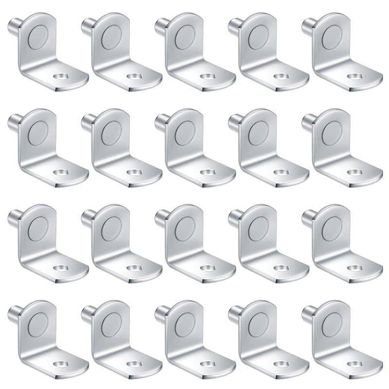 20 Pièces Chevilles de Support Étagère Métal L Forme, 5mm Support Équerre, Consoles et Taquets pour Étagères pour Meuble Armoire