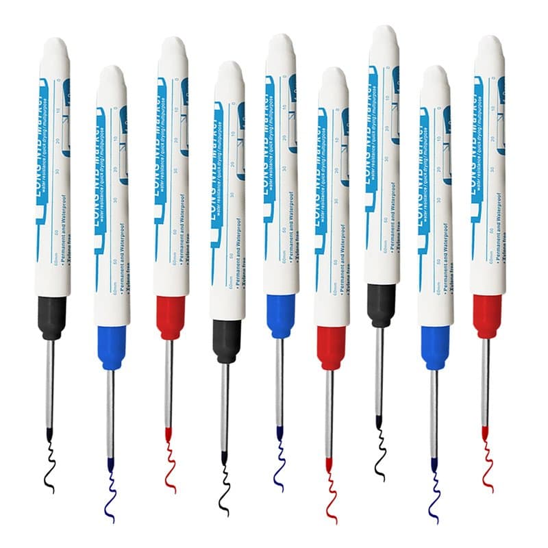 Lot de 9 marqueurs pour trous de perçage, outil de marquage profond, 30 mm, pointe extra longue, marqueur profond, pour le brico