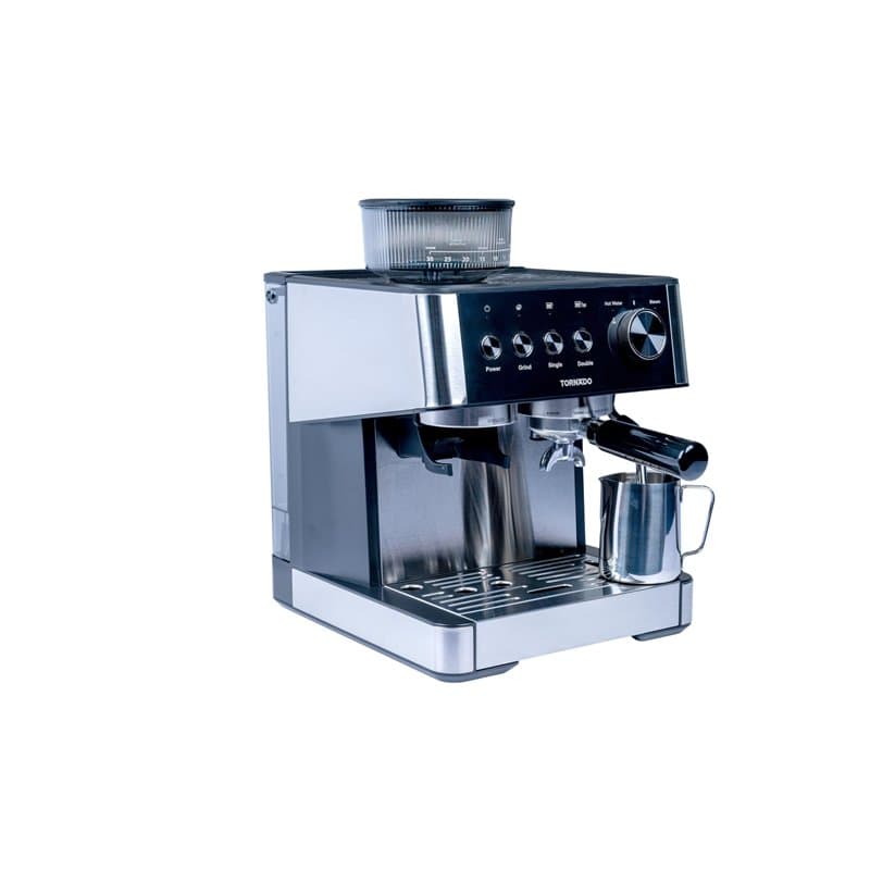 Tornado TCM-5431-GS Machine À Expresso Semi-Automatique, 2,3 L, BROYEUR INTÉGRÉ, CAFÉ en Grains ET MOULU, Noir