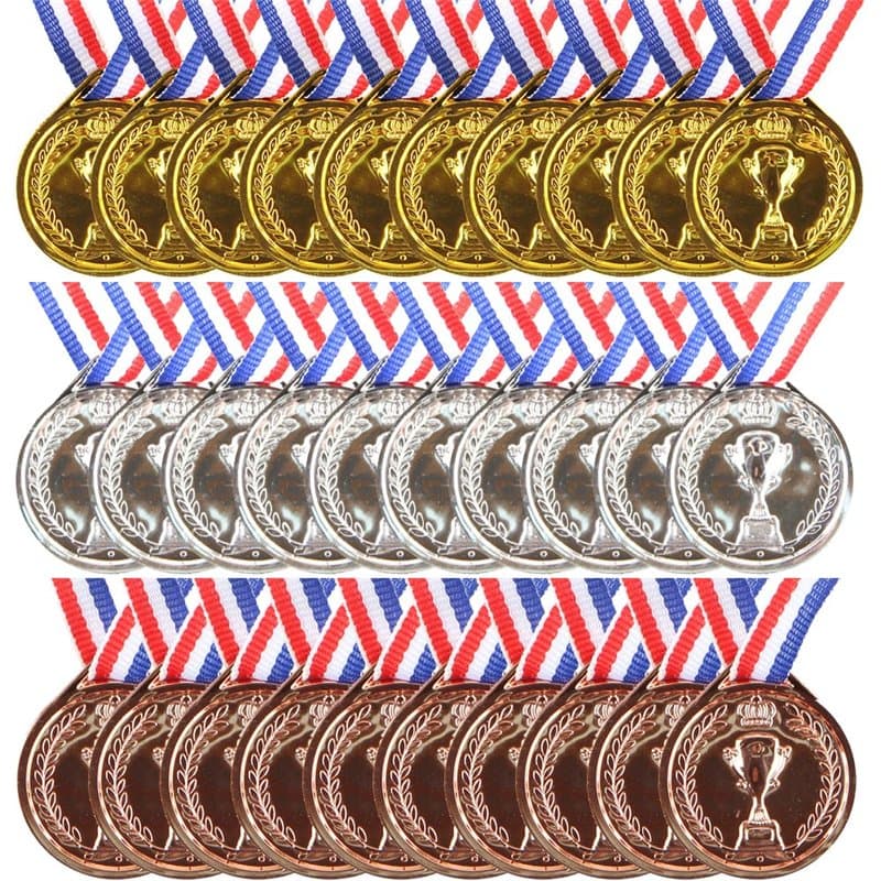 Voarge 30 Pièces Médailles Enfants, Plastique Medaille, Médailles pour fêtes d'enfants,Médailles des lauréats des concours