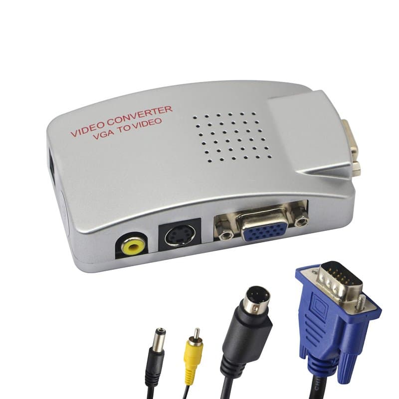 GINTOOYUN Adaptateur VGA vers RCA, convertisseur AV Composite S-Video vers VGA, pour HDTV, moniteurs, Ordinateur Portable, Burea