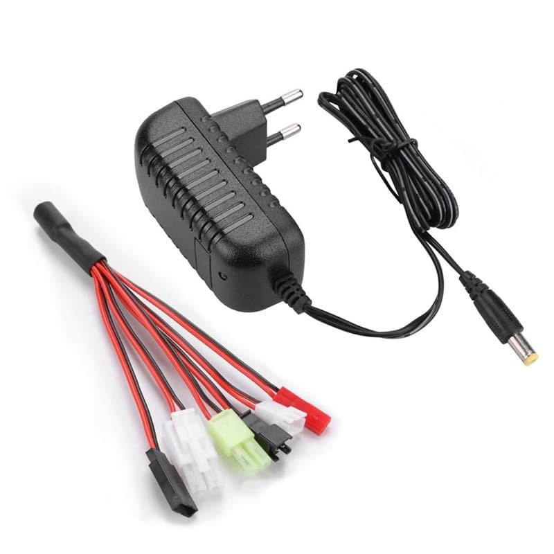 Airsoft Chargeur pour NIMH/NICD 2-10s 2,4V-12V Batterie, RC Chargeur Intelligent pour Voiture RC Bateau RC Airsoft Drone, avec 5