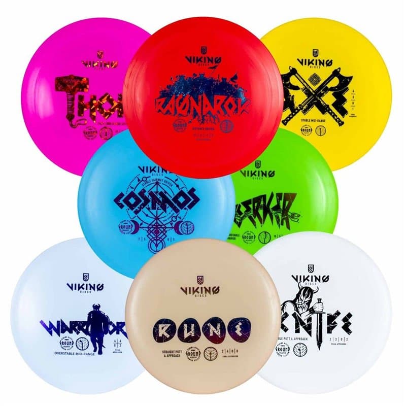 Viking Discs Ground Disc Golf Set - 8 Disques de Frisbee pour Toutes Les Distances, Approuvés par la PDGA - Putter, Mid-Range, F