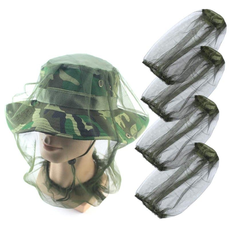 Filet de Tête de Moustique, 4 pièces Mosquito Head Net Moustiquaire Hat, Apiculture Hat Visage Couvre Chef de Maille, Beekeeper