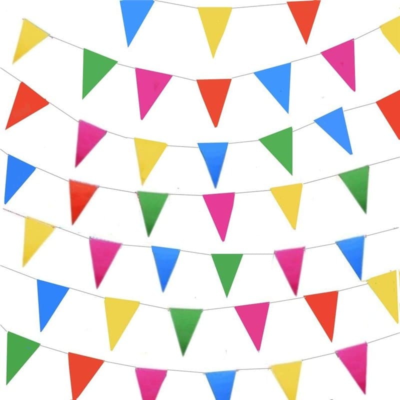 JZK 80 mètres, Bunting coloré de Partie Drapeau Triangle Chaîne de bannière Drapeaux de Fanion Décoration Suspendue pour fête d'