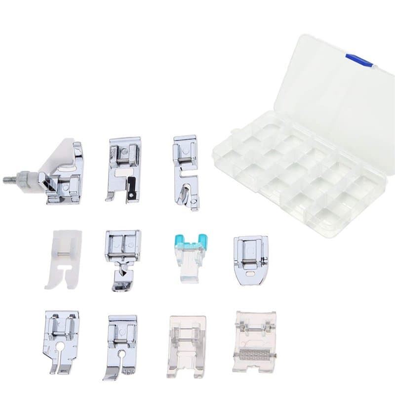 JZK 11pcs Machine à Coudre Domestique Accessoires Ensemble avec boîte de Rangement, Pied-de-biche Partie de Rechange kit pour Ma