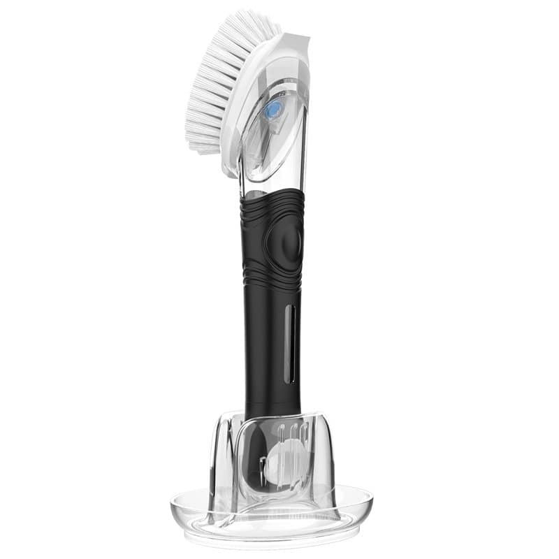 MR.SIGA Brosse à Vaisselle avec Distributeur de Liquide, Brosse pour Vaisselle avec Réservoir de Détergent, Manche et Support, B