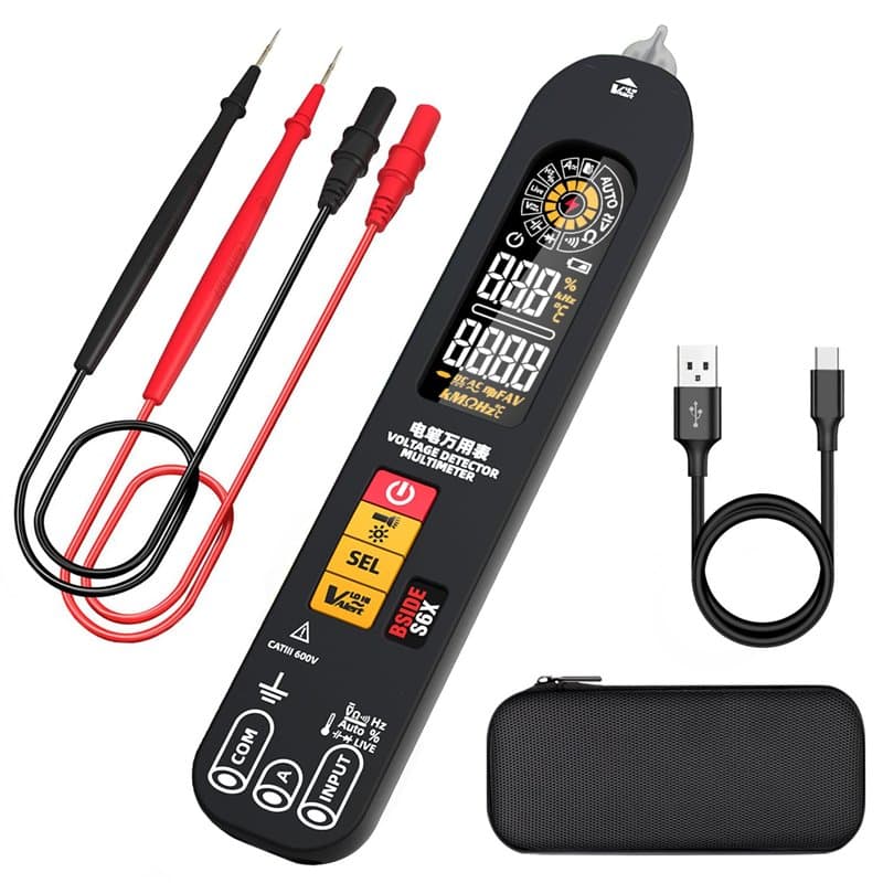BSIDE S6X Multimètre Numérique Rechargeable Stylo Détecteur de Tension avec Écran ID Couleur Testeur Automatique de Courant Tens