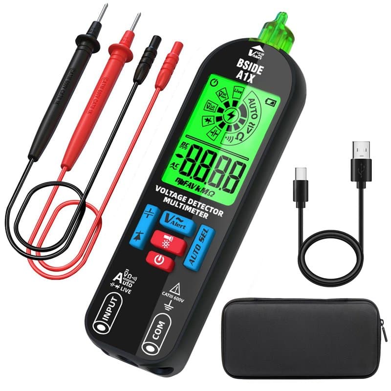 BSIDE A1X Multimètre Numérique Rechargeable Mini Détecteur de Tension Sans Contact avec Écran ID Testeur Automatique de Tension