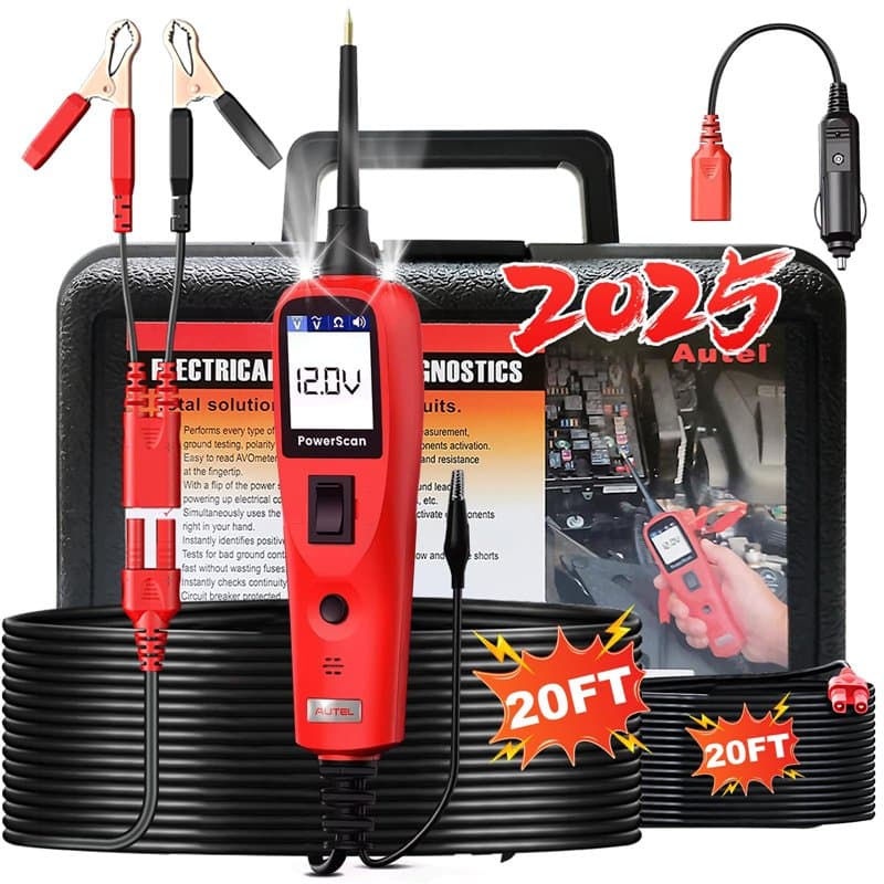 Autel PowerScan PS100 Sonde Circuit Électrique, 12V 24V Outil de Diagnostic Circuit Électrique, Testeur de Circuit Automobile, L