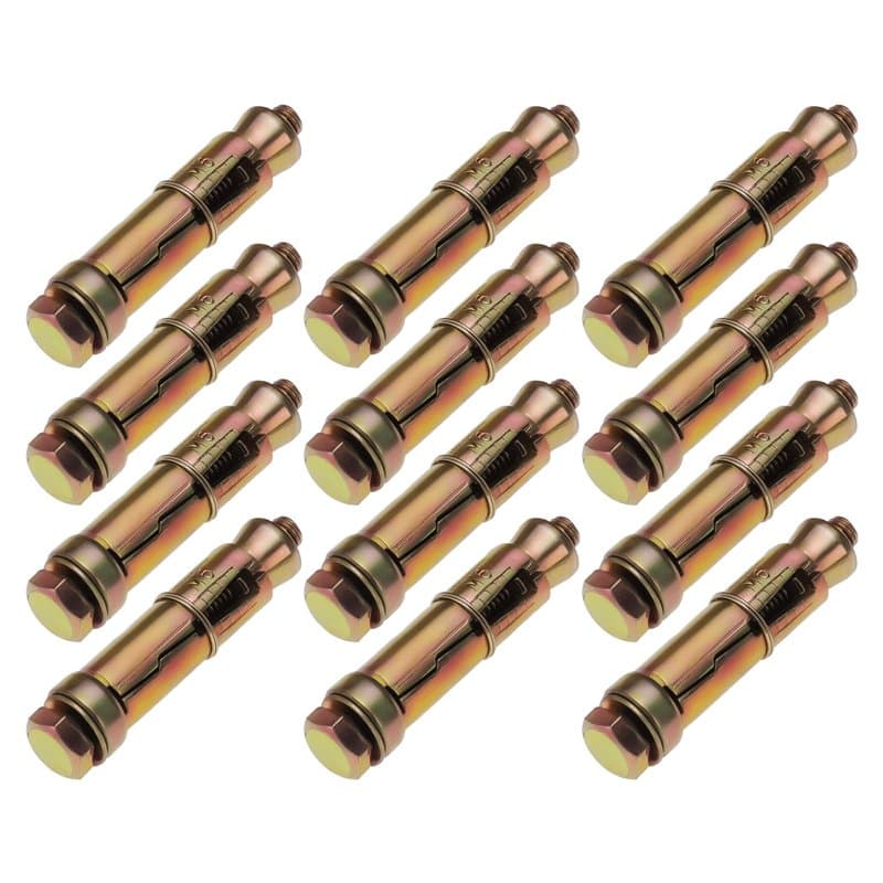 Be In Your Mind Lot de 12 Boulons d'expansion Trois Parties M6 X 50 Mm - Ancrage Bouclier - Ancrage Robuste Zinc Plaqué 12 Mm Di