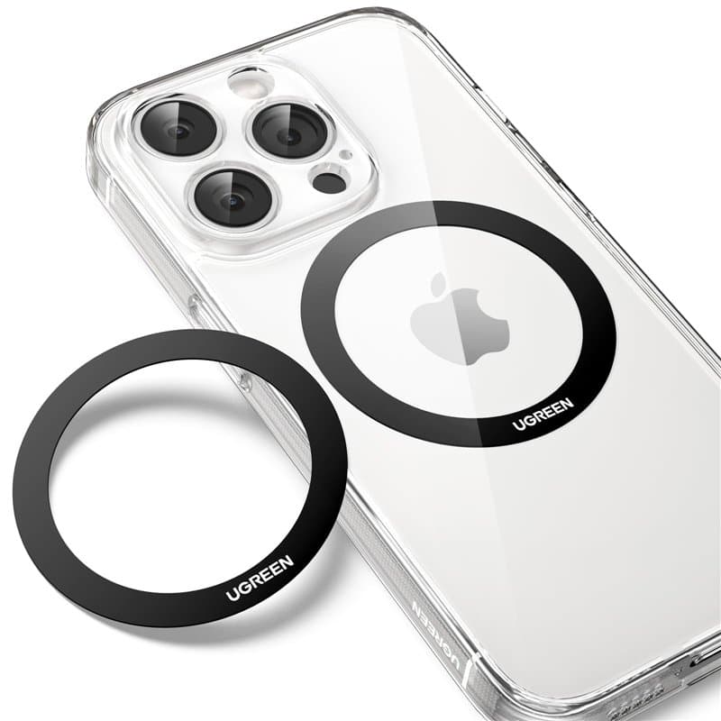 UGREEN 2 Pièces Anneaux Métalliques Compatible avec MagSafe Anneau Autocollant Adhésif 3M Épaisseur 0,65mm Accessoire pour Charg