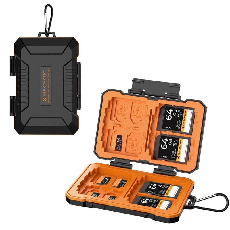 K&F Concept 25 Slots Étui pour Carte Mémoire 4 SD, 12 Micro SD (TF), 4 CF ou 4 XQD, 2 Nano SIM, 2 Micro SIM, 1 Carte SIM, Grande