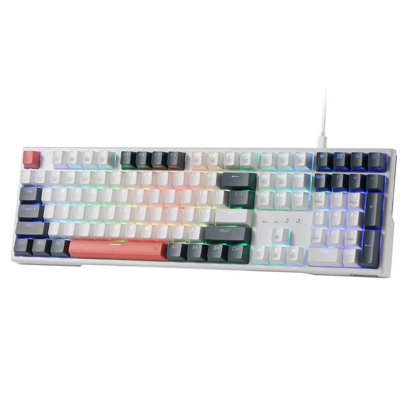 Redragon Clavier de jeu K668 RVB, clavier mécanique filaire à 108 touches avec 4 touches de raccourci supplémentaires, mousses a
