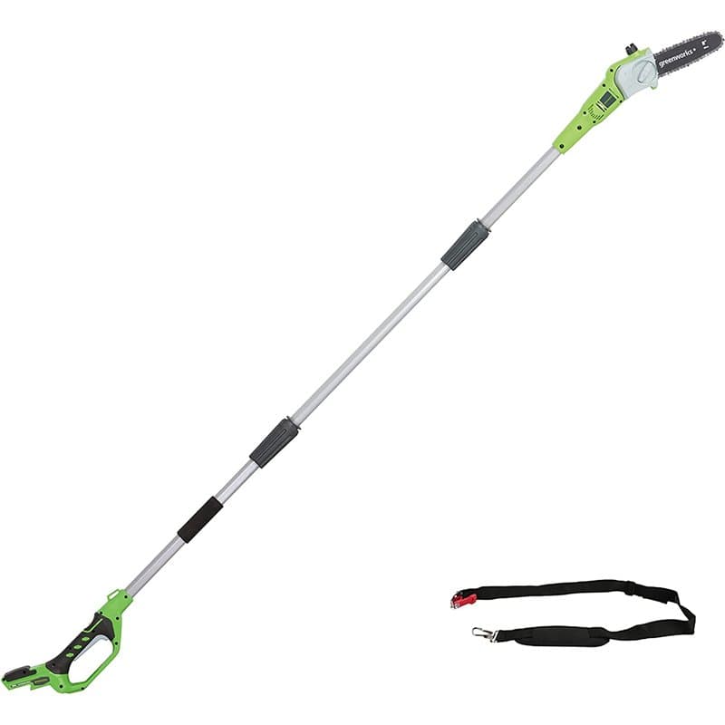 Greenworks G24PS20 Élagueuse sur Perche, Longueur Guide-Chaîne 20 cm, Vitesse 6,7 m/s, 3,2kg, Graisseur Automatique, Réservoir H
