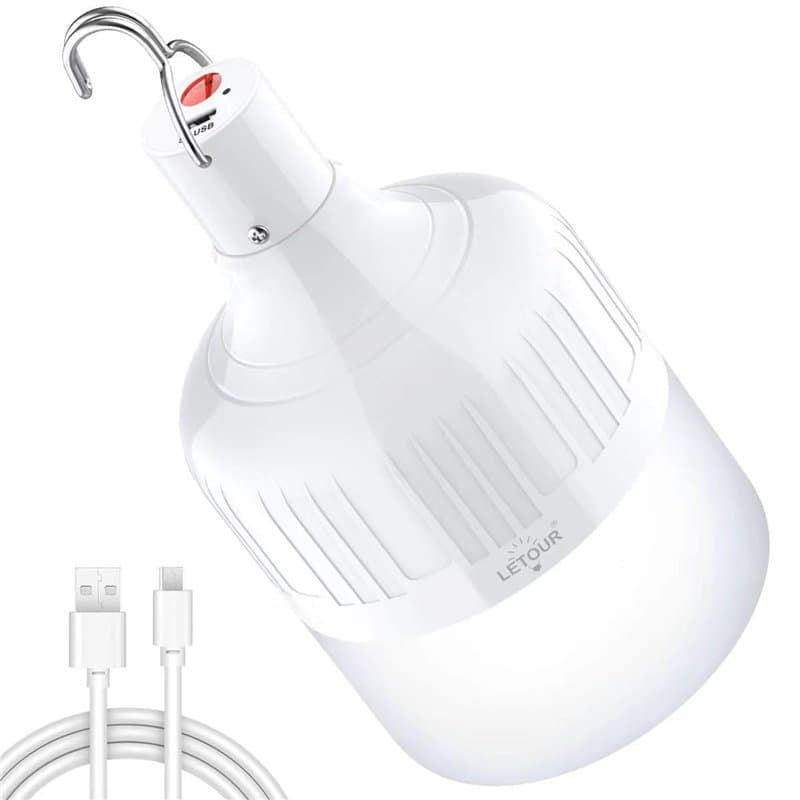 Lanterne de Camping, LETOUR Lampe Camping avec USB Rechargeable 60W 5000 Lumens 5 Modes Suspension Dimmable, Lampe Portable pour