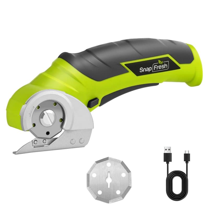 SnapFresh Ciseaux Electrique Cutter Rotatif ÉLectrique 4V Universels avec 2 Lames Sans Fil pour DIY/Papier/Carton/Cuir/Tapis/Pla