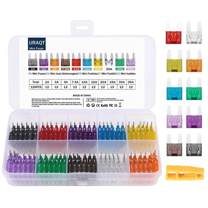 URAQT 120PCS Mini Fusible de Voiture, Kit D'assortiment de Fusibles de Lame de Voiture, Ensemble de Fusibles de Lame de Camion d