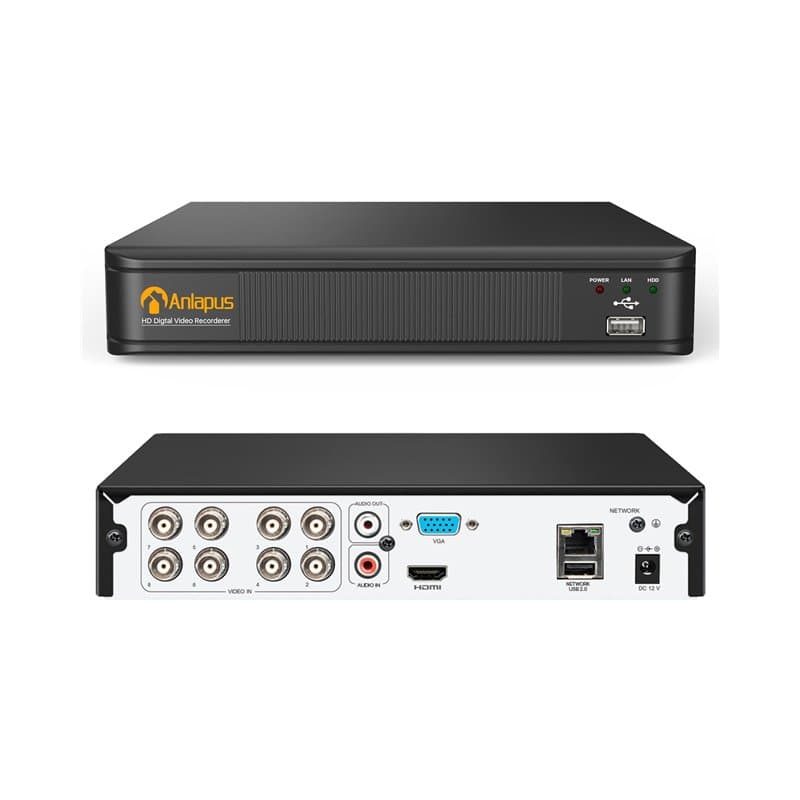 Anlapus 8CH 1080P H.265+ TVI DVR Enregistreur Vidéo Numérique, Détection de Mouvement & Alerte Instantanée, Compatible avec Camé