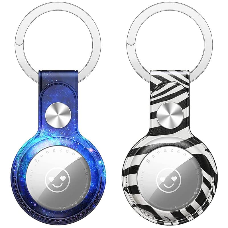 Benazcap Lot de 2 étuis en Cuir synthétique pour localisateur de clés AirTags 2021 (localisateur), Mini AirTags - Porte-clés Rig