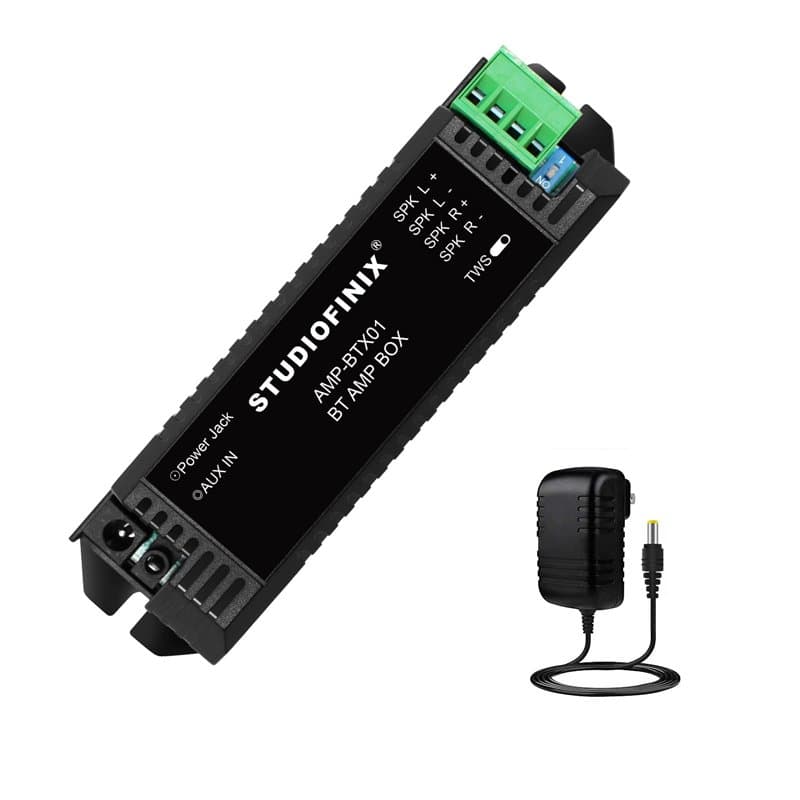 STUODIOFINIX Mini amplificateur Bluetooth 2 canaux pour haut-parleurs passifs avec TWS, AUX, pièce de rechange, adapté aux haut-