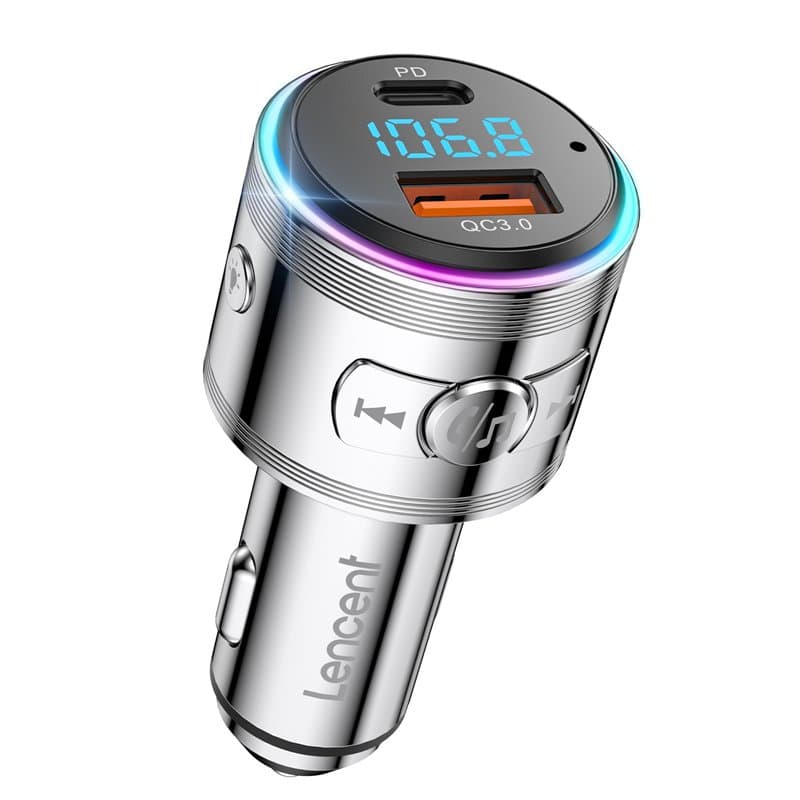 LENCENT Transmetteur FM Bluetooth 5,3, Allume Cigare Bluetooth Voiture, Chargeur rapide PD 30W Type C+ QC3,0, Son Hi-FI avec ann