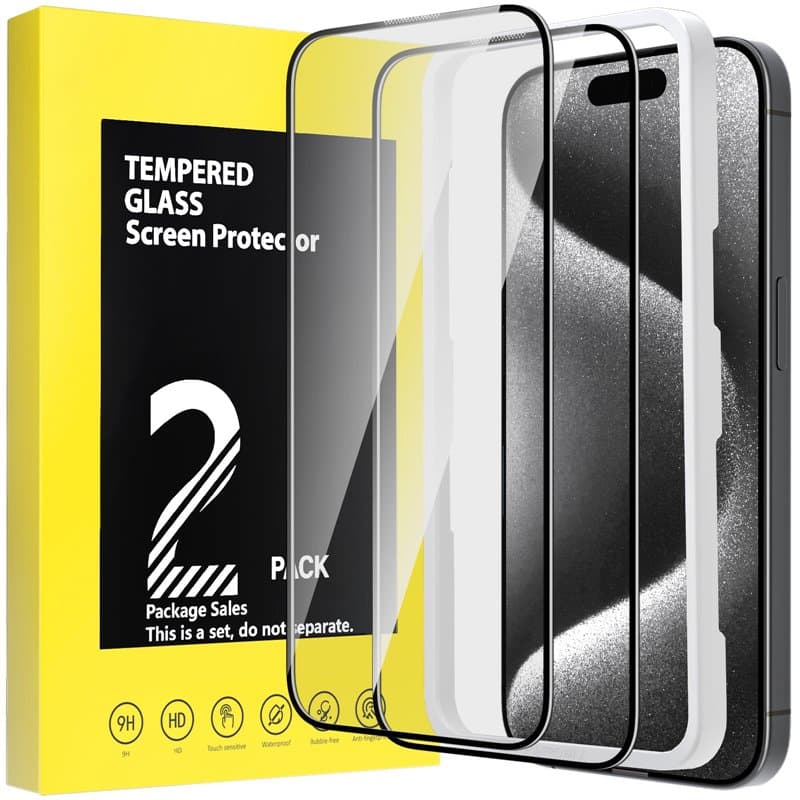Autoban Verre Trempé for iPhone 15 Pro Max 6,7 Pouces, 2 Pièces Protection Film Anti Rayures Vitre Dureté 9H Ultra Résistant Pro