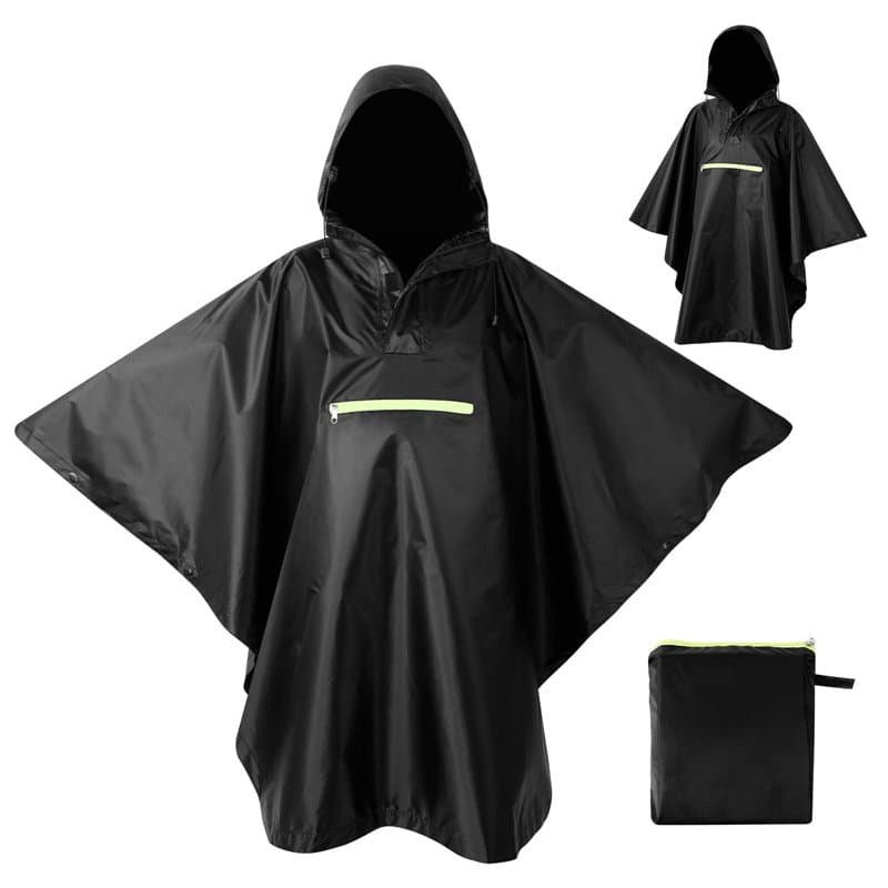 AiQInu Poncho Pluie Imperméable avec Manches Ventilées, Poche à Capuche, Bandes Réfléchissantes, Légère et Réutilisable, Pour le