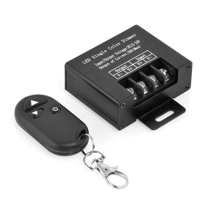 Neuftech LED SMD Variateur métallique Gradateur Dimmer sans Fil DC 12V-24V 20A Télécommande Interrupteur - Noir