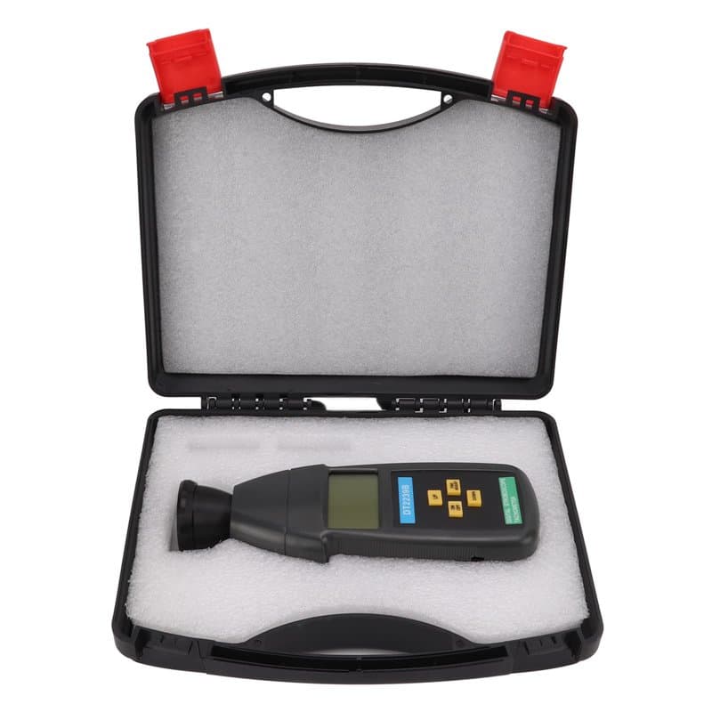 Stroboscope Numérique LCD Tachymètre Flash Portable Compteur de Mesure de Vitesse de Rotation sans Contact avec Boîte de Rangeme