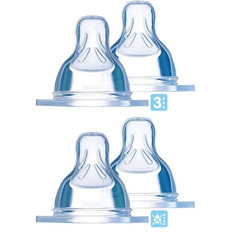 MAM - Lot de 4 tétines en soie - Taille 3 et 4 - Sans gouttes - Débit uniforme - À partir de 4 mois