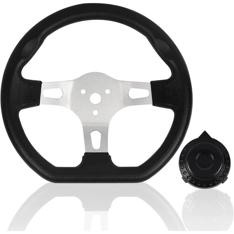 Volant de kart de 27 cm – 3 rayons à dégagement rapide – Volant intérieur avec trous pour Go Kart Beach Kart – Universel (27 cm