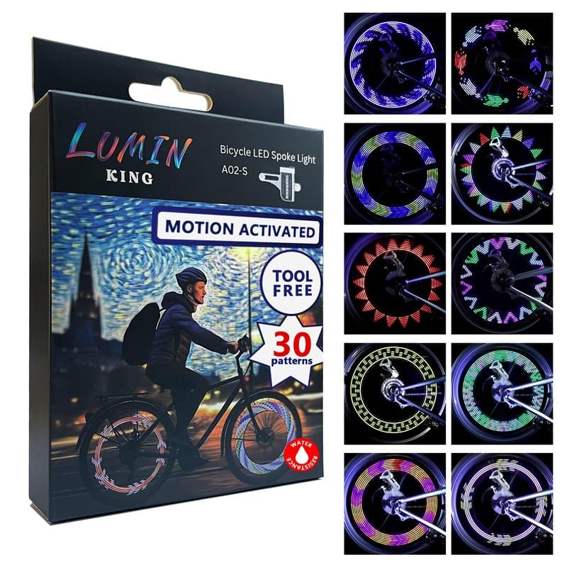 LuminKing lumière LED pour Rayon de vélo - 14 Ampoules LED, 30 Motif de Couleur, Commutation Automatique de Motif, Montage Facil